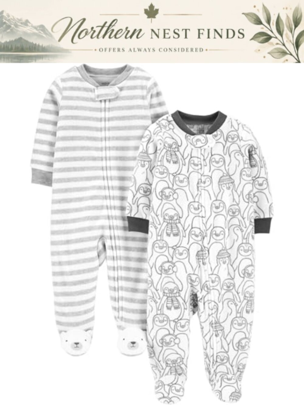 Baby Girl Fleece Footed Sleep and Play 2-Pack Snug Long Sleeve One-Pieces